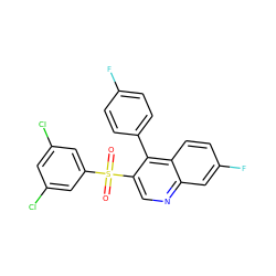 O=S(=O)(c1cc(Cl)cc(Cl)c1)c1cnc2cc(F)ccc2c1-c1ccc(F)cc1 ZINC000145367568