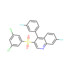 O=S(=O)(c1cc(Cl)cc(Cl)c1)c1cnc2cc(F)ccc2c1-c1cccc(F)c1 ZINC000145367370