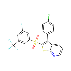 O=S(=O)(c1cc(F)cc(C(F)(F)F)c1)c1sc2ncccc2c1-c1ccc(Cl)cc1 ZINC000147181702