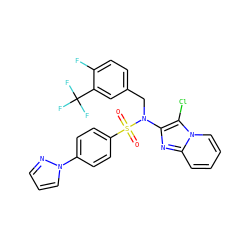 O=S(=O)(c1ccc(-n2cccn2)cc1)N(Cc1ccc(F)c(C(F)(F)F)c1)c1nc2ccccn2c1Cl ZINC000167647633