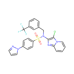 O=S(=O)(c1ccc(-n2cccn2)cc1)N(Cc1cccc(C(F)(F)F)c1)c1nc2ccccn2c1Cl ZINC000167648189