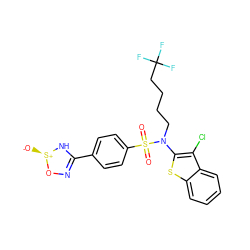 O=S(=O)(c1ccc(C2=NO[S@@+]([O-])N2)cc1)N(CCCCC(F)(F)F)c1sc2ccccc2c1Cl ZINC000115233118