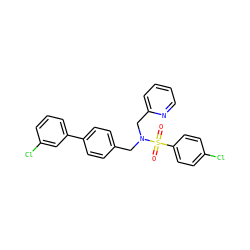 O=S(=O)(c1ccc(Cl)cc1)N(Cc1ccc(-c2cccc(Cl)c2)cc1)Cc1ccccn1 ZINC000049110273