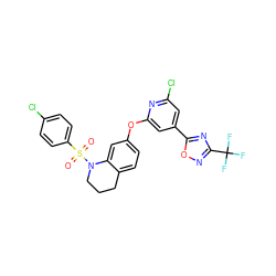 O=S(=O)(c1ccc(Cl)cc1)N1CCCc2ccc(Oc3cc(-c4nc(C(F)(F)F)no4)cc(Cl)n3)cc21 ZINC000103263408