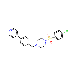 O=S(=O)(c1ccc(Cl)cc1)N1CCN(Cc2ccc(-c3ccncc3)cc2)CC1 ZINC000040937548