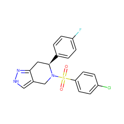 O=S(=O)(c1ccc(Cl)cc1)N1Cc2c[nH]nc2C[C@H]1c1ccc(F)cc1 ZINC000049072141