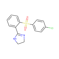 O=S(=O)(c1ccc(Cl)cc1)c1ccccc1C1=NCCN1 ZINC000001649577