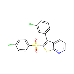 O=S(=O)(c1ccc(Cl)cc1)c1sc2ncccc2c1-c1cccc(Cl)c1 ZINC000149338944