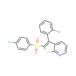 O=S(=O)(c1ccc(Cl)cc1)c1sc2ncccc2c1-c1ccccc1Cl ZINC000149344065