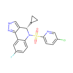 O=S(=O)(c1ccc(Cl)cn1)N1c2ccc(F)cc2-c2n[nH]cc2[C@@H]1C1CC1 ZINC000045315828