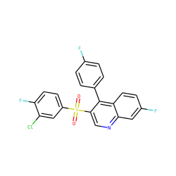 O=S(=O)(c1ccc(F)c(Cl)c1)c1cnc2cc(F)ccc2c1-c1ccc(F)cc1 ZINC000115917757