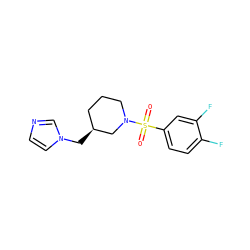 O=S(=O)(c1ccc(F)c(F)c1)N1CCC[C@H](Cn2ccnc2)C1 ZINC000653882975