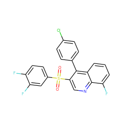 O=S(=O)(c1ccc(F)c(F)c1)c1cnc2c(F)cccc2c1-c1ccc(Cl)cc1 ZINC000067335424