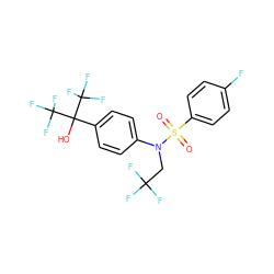 O=S(=O)(c1ccc(F)cc1)N(CC(F)(F)F)c1ccc(C(O)(C(F)(F)F)C(F)(F)F)cc1 ZINC000103248796