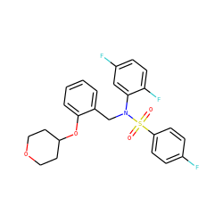 O=S(=O)(c1ccc(F)cc1)N(Cc1ccccc1OC1CCOCC1)c1cc(F)ccc1F ZINC000653719916