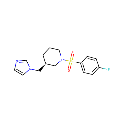 O=S(=O)(c1ccc(F)cc1)N1CCC[C@H](Cn2ccnc2)C1 ZINC000653859562