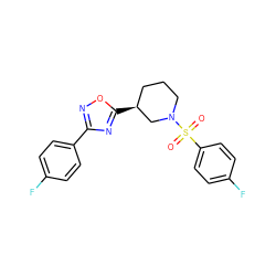 O=S(=O)(c1ccc(F)cc1)N1CCC[C@H](c2nc(-c3ccc(F)cc3)no2)C1 ZINC000033560316