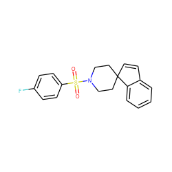 O=S(=O)(c1ccc(F)cc1)N1CCC2(C=Cc3ccccc32)CC1 ZINC000013728205