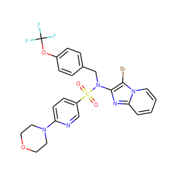 O=S(=O)(c1ccc(N2CCOCC2)nc1)N(Cc1ccc(OC(F)(F)F)cc1)c1nc2ccccn2c1Br ZINC000167644698