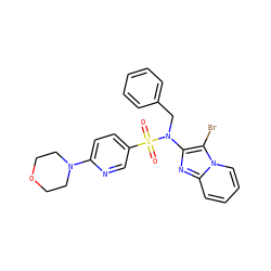 O=S(=O)(c1ccc(N2CCOCC2)nc1)N(Cc1ccccc1)c1nc2ccccn2c1Br ZINC000167644331