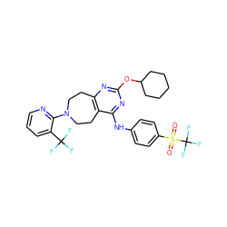 O=S(=O)(c1ccc(Nc2nc(OC3CCCCC3)nc3c2CCN(c2ncccc2C(F)(F)F)CC3)cc1)C(F)(F)F ZINC000144087783