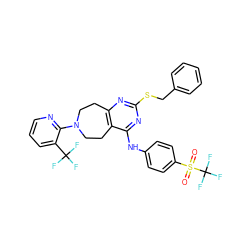 O=S(=O)(c1ccc(Nc2nc(SCc3ccccc3)nc3c2CCN(c2ncccc2C(F)(F)F)CC3)cc1)C(F)(F)F ZINC000200431111