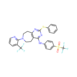 O=S(=O)(c1ccc(Nc2nc(Sc3ccccc3)nc3c2CCN(c2ncccc2C(F)(F)F)CC3)cc1)C(F)(F)F ZINC000200431256