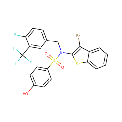 O=S(=O)(c1ccc(O)cc1)N(Cc1ccc(F)c(C(F)(F)F)c1)c1sc2ccccc2c1Br ZINC000115234273