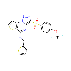 O=S(=O)(c1ccc(OC(F)(F)F)cc1)c1nnn2c1nc(NCc1cccs1)c1sccc12 ZINC000095556428