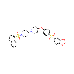 O=S(=O)(c1ccc(OC2CCN(C3CCN(S(=O)(=O)c4cccc5ccccc45)CC3)CC2)cc1)c1ccc2c(c1)OCO2 ZINC000027998911