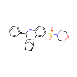 O=S(=O)(c1ccc2c(c1)[C@@H]1[C@H]3CC[C@@H](C3)[C@@H]1[C@@H](c1ccccc1)N2)N1CCOCC1 ZINC000169311181