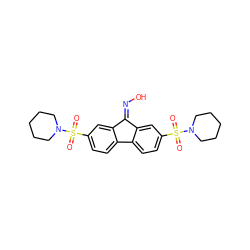 O=S(=O)(c1ccc2c(c1)C(=NO)c1cc(S(=O)(=O)N3CCCCC3)ccc1-2)N1CCCCC1 ZINC000000828401