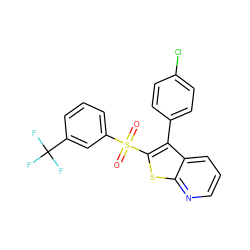 O=S(=O)(c1cccc(C(F)(F)F)c1)c1sc2ncccc2c1-c1ccc(Cl)cc1 ZINC000149366652