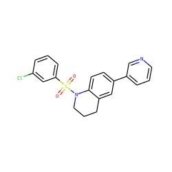 O=S(=O)(c1cccc(Cl)c1)N1CCCc2cc(-c3cccnc3)ccc21 ZINC000299831206
