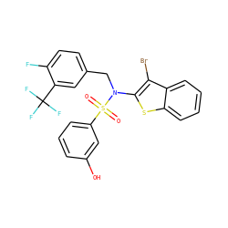 O=S(=O)(c1cccc(O)c1)N(Cc1ccc(F)c(C(F)(F)F)c1)c1sc2ccccc2c1Br ZINC000115234262