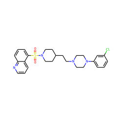 O=S(=O)(c1cccc2ncccc12)N1CCC(CCN2CCN(c3cccc(Cl)c3)CC2)CC1 ZINC001772582436