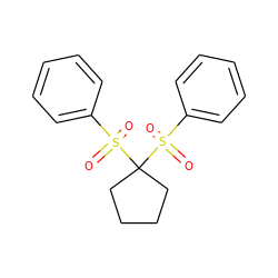 O=S(=O)(c1ccccc1)C1(S(=O)(=O)c2ccccc2)CCCC1 ZINC000001232234