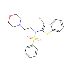 O=S(=O)(c1ccccc1)N(CCN1CCOCC1)c1sc2ccccc2c1Br ZINC000115230242