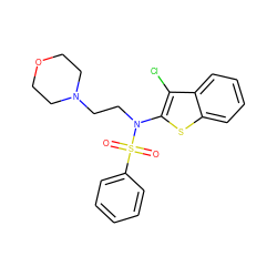 O=S(=O)(c1ccccc1)N(CCN1CCOCC1)c1sc2ccccc2c1Cl ZINC000115230799