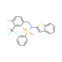 O=S(=O)(c1ccccc1)N(Cc1ccc(F)c(C(F)(F)F)c1)c1cc2ccccc2s1 ZINC000115231609