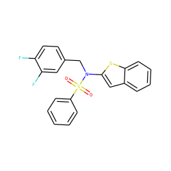 O=S(=O)(c1ccccc1)N(Cc1ccc(F)c(F)c1)c1cc2ccccc2s1 ZINC000115231596