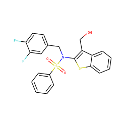 O=S(=O)(c1ccccc1)N(Cc1ccc(F)c(F)c1)c1sc2ccccc2c1CO ZINC000115230952