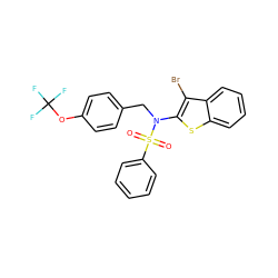 O=S(=O)(c1ccccc1)N(Cc1ccc(OC(F)(F)F)cc1)c1sc2ccccc2c1Br ZINC000115230944