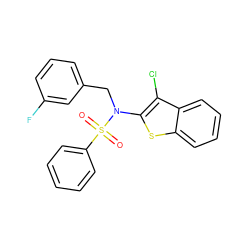 O=S(=O)(c1ccccc1)N(Cc1cccc(F)c1)c1sc2ccccc2c1Cl ZINC000115229543