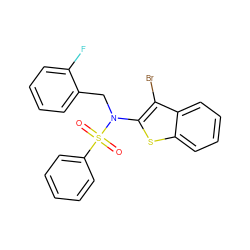 O=S(=O)(c1ccccc1)N(Cc1ccccc1F)c1sc2ccccc2c1Br ZINC000115231464