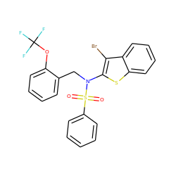 O=S(=O)(c1ccccc1)N(Cc1ccccc1OC(F)(F)F)c1sc2ccccc2c1Br ZINC000115231956