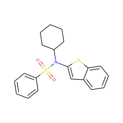 O=S(=O)(c1ccccc1)N(c1cc2ccccc2s1)C1CCCCC1 ZINC000115234397