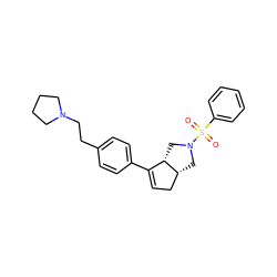 O=S(=O)(c1ccccc1)N1C[C@@H]2CC=C(c3ccc(CCN4CCCC4)cc3)[C@@H]2C1 ZINC000040394605