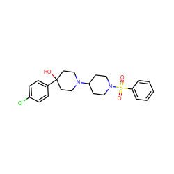 O=S(=O)(c1ccccc1)N1CCC(N2CCC(O)(c3ccc(Cl)cc3)CC2)CC1 ZINC000029125635