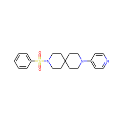 O=S(=O)(c1ccccc1)N1CCC2(CCN(c3ccncc3)CC2)CC1 ZINC000003956047